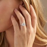 White gold Round Solitaire Twist Band with Pavé Diamonds and Four-Prong Setting_126