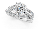 White gold Round Solitaire Twist Band with Pavé Setting and Four-Prong Setting_131