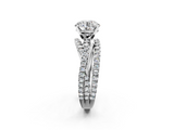 White gold Round Solitaire Twist Band with Pavé Setting and Four-Prong Setting_132