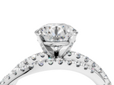 White gold Round Solitaire Twist Band with Pavé Setting and Four-Prong Setting_134