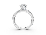 White gold Round Solitaire Twist Band with Pavé Setting and Four-Prong Setting_134