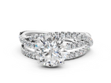 White gold Round Solitaire Twist Band with Pavé Setting and Four-Prong Setting_137