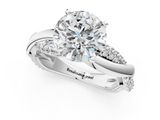 White gold Round Solitaire Twist Band with Pave Prong Setting_129