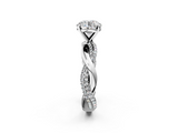 White gold Round Solitaire Twist Band with Pave Prong Setting_130