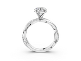 White gold Round Solitaire Twist Band with Pave Prong Setting_131
