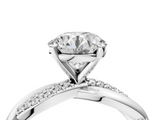 White gold Round Solitaire Twist Band with Pave Prong Setting_132