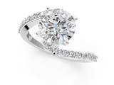 White gold Round Solitaire Twist Band with Pave Set Diamonds and Four-Prong Setting_110