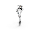 White gold Round Solitaire Twist Band with Pave Set Diamonds and Four-Prong Setting_111