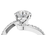 White gold Round Solitaire Twist Band with Pave Set Diamonds and Four-Prong Setting_113