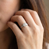 White gold Round Solitaire Twist Engagement Ring with Leaf Accents and Prong Setting_23