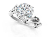 White gold Round Solitaire Twist Engagement Ring with Leaf Accents and Prong Setting_24