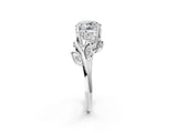 White gold Round Solitaire Twist Engagement Ring with Leaf Accents and Prong Setting_25