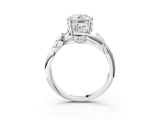White gold Round Solitaire Twist Engagement Ring with Leaf Accents and Prong Setting_26
