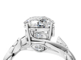 White gold Round Solitaire Twist Engagement Ring with Leaf Accents and Prong Setting_27