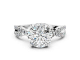 White gold Round Solitaire Twist Pave Diamond Engagement Ring with Prong Setting_101