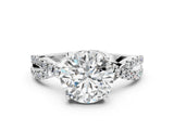 Silver 1.17 Carat D VS1 Round Solitaire Twist Pave Diamond Engagement Ring with Prong Setting