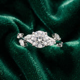 White gold Round Solitaire Twisted Band Marquise Accent Prong Setting Ring_147