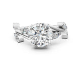 White gold Round Solitaire Twisted Band Marquise Accent Prong Setting Ring_73