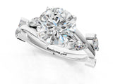 White gold Round Solitaire Twisted Band Marquise Accent Prong Setting Ring_74