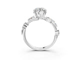 White gold Round Solitaire Twisted Band Marquise Accent Prong Setting Ring_76
