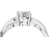 White gold Round Solitaire Twisted Band Pavé Diamond Ring_100