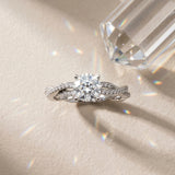White gold Round Solitaire Twisted Band Pavé Diamond Ring_105