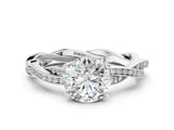 White gold Round Solitaire Twisted Band Pavé Diamond Ring_32