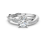 White gold Round Solitaire Twisted Band Pavé Diamond Ring_90