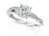 White gold Round Solitaire Twisted Band Pavé Diamond Ring_91