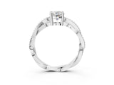 White gold Round Solitaire Twisted Band Pavé Diamond Ring_99