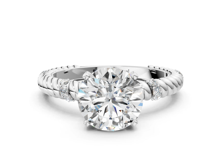 White gold Round Solitaire Twisted Band Prong Set Engagement Ring