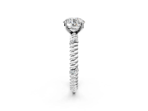 White gold Round Solitaire Twisted Band Prong Set Engagement Ring