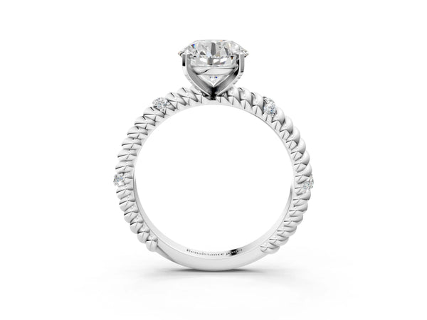 White gold Round Solitaire Twisted Band Prong Set Engagement Ring