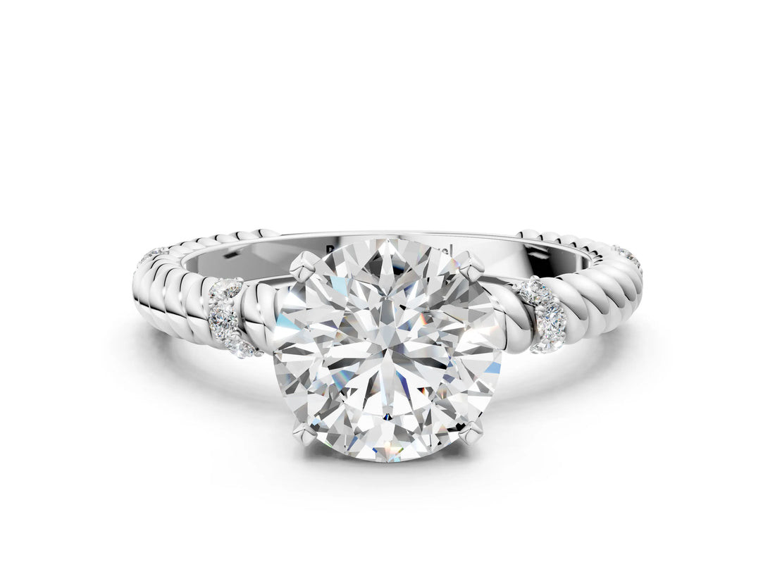 White gold Round Solitaire Twisted Band Prong Set Engagement Ring_118