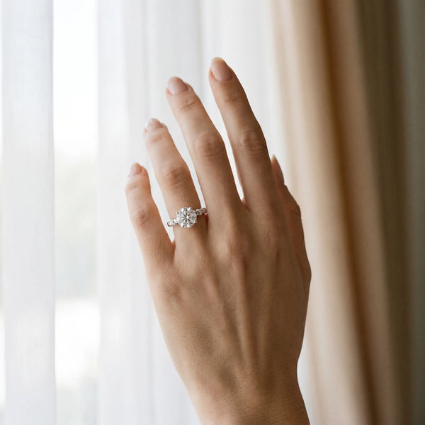 White gold Round Solitaire Twisted Band Prong Set Engagement Ring