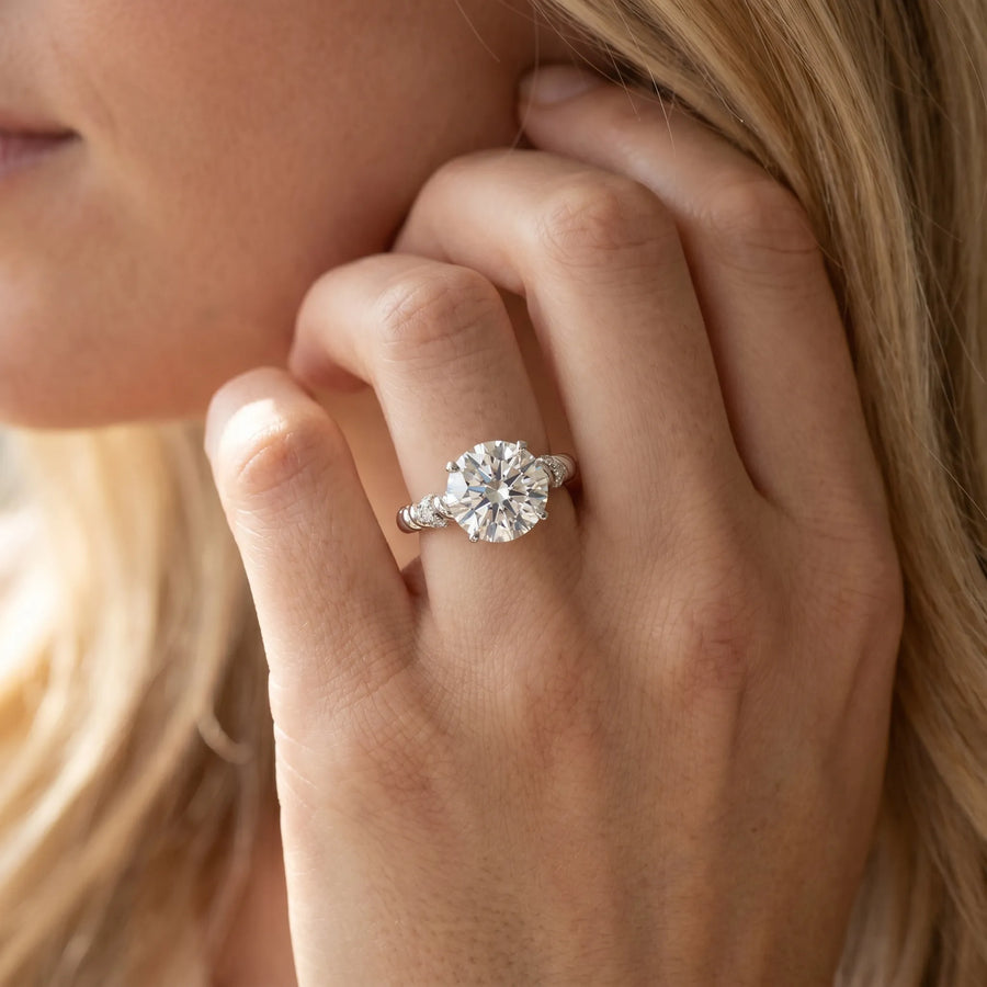 White gold Round Solitaire Twisted Band Prong Set Engagement Ring