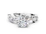 White gold Round Solitaire Twisted Band Prong Setting Ring_240