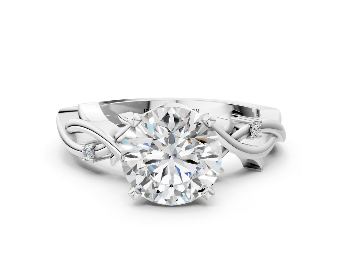 White gold Round Solitaire Twisted Band Prong Setting Ring_240