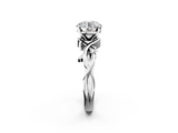 White gold Round Solitaire Twisted Band Prong Setting Ring_242