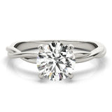 White gold Round Solitaire Twisted Band Ring with Four-Prong Setting 1