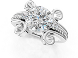 White gold Round Solitaire Twisted Band Scroll Prong Ring_4