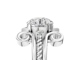 White gold Round Solitaire Twisted Band Scroll Prong Ring_8