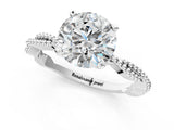 White gold Round Solitaire Twisted Band with Bead Prong Setting_406