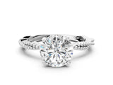White gold Round Solitaire Twisted Band with Bead Prong Setting_406