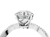 White gold Round Solitaire Twisted Band with Bead Prong Setting_409