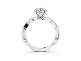 White gold Round Solitaire Twisted Band with Bead Prong Setting_409