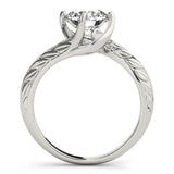 White gold Round Solitaire Twisted Band with Four-Prong Setting 2