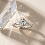 White gold Round Solitaire Twisted Band with Four-Prong Setting_9