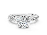 White gold Round Solitaire Twisted Band with Pavé Accents and Four-Prong Setting_37