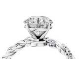 White gold Round Solitaire Twisted Band with Pavé Accents and Four-Prong Setting_41